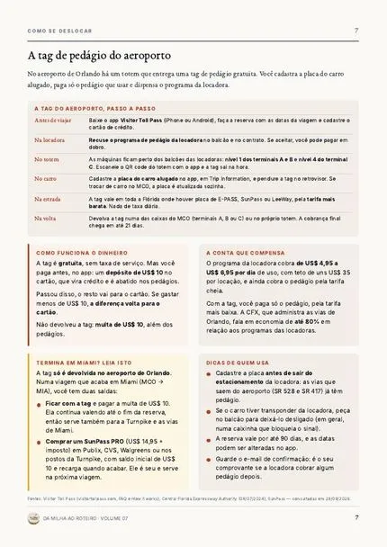 Página do guia: A tag de pedágio do aeroporto