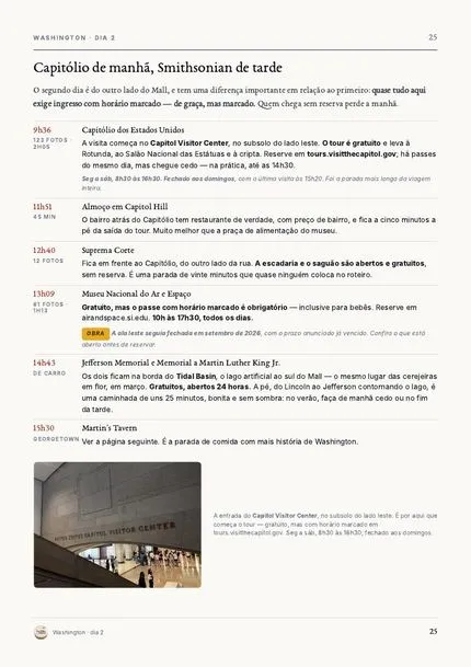 Página do guia: Washington, dia 2